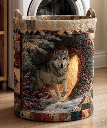 Quilted Laundry Hamper — Den Wolf Shelter Pattern , Collapsible Decorative Laundry Basket For Bedroom, Kids, Nursery & Travel, Durable