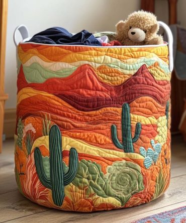 Desert Breeze Quilted Laundry Hamper — Lightweight Foldable Storage Basket With Durable Handles & Removable Machine-Washable Liner