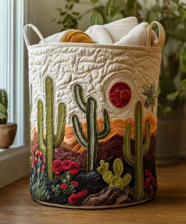 Desert Dwellers Quilted Laundry Hamper - Foldable Large Capacity Organizer With Tribal Motif, Durable Handles And Easy-Clean Liner