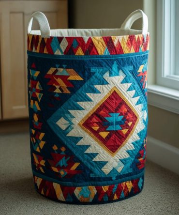 Desert Flame Quilted Laundry Storage – Large Foldable Fabric Hamper With Durable Handles, Machine-Washable Liner & Compact Collapsible Design