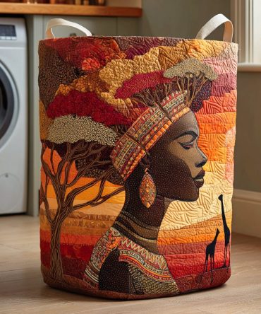 Desert Muse Quilted Laundry Hamper — Earthy Collapsible Laundry Basket With Sturdy Handles, Breathable Lining & Warm Boho Style