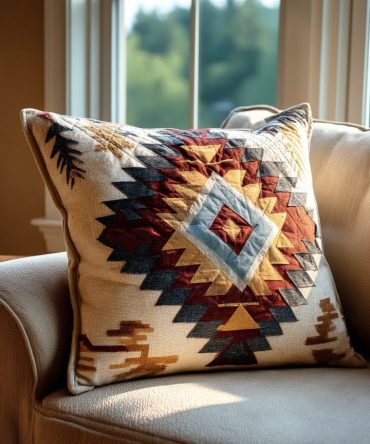 Desert Path Quilted Pillow Cover — Southwest Desert Landscape Throw Case, Quilted Boho Accent For Living Room, Bedroom & Rustic Chic Décor