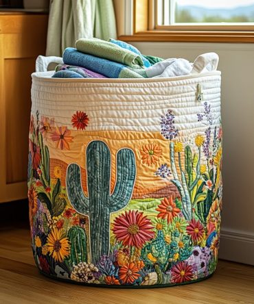 Desert Skies Quilted Fabric Laundry Hamper — Large Collapsible Laundry Basket With Handles, Durable Washable Organizer For Home & Nursery