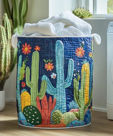 Desert Sunset Quilted Hamper — Sunset-Tone Foldable Laundry Basket, Large Capacity, Reinforced Handles For Easy Carry & Storage