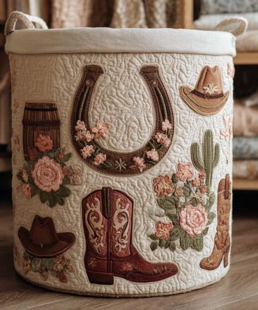 Desert Trails Quilted Laundry Hamper — Southwest-Inspired Decorative Collapsible Basket With Quilted Finish & Sturdy Handles For Organized Living