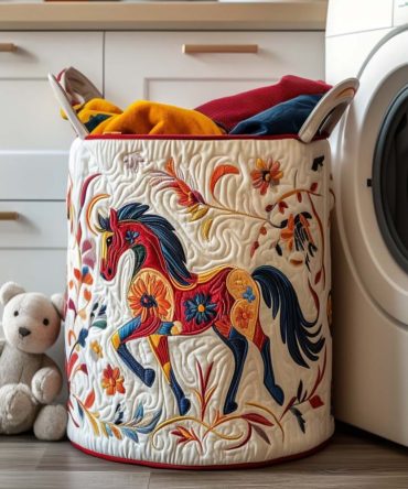 Desert Trot Southwestern Quilted Laundry Hamper - Cactus & Desert Print Collapsible Fabric Basket With Handles, Lined For Stylish Storage