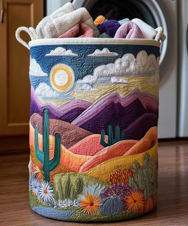 Desert Whisper Rustic Quilted Laundry Hamper - Fold-Flat Fabric Basket With Reinforced Handles, Breathable Liner & Large Capacity Storage