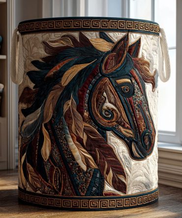 Desert Wind Quilted Laundry Hamper — Earthy Tones Foldable Fabric Laundry Basket With Handles For Boho & Minimalist Spaces