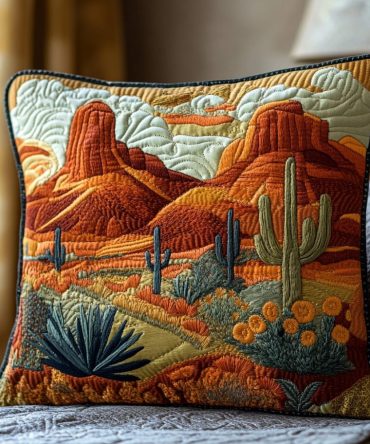 Dessert Dreams Quilted Pillow Cover — Whimsical Desert Motif Throw Pillowcase, Soft Cozy Accent For Living Room & Nursery