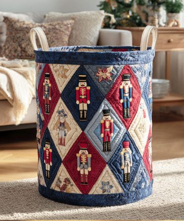 Diamond Drummer Quilted Laundry Basket - Large Foldable Hamper With Reinforced Handles, Decorative Quilted Design For Home, Dorm & Gifts
