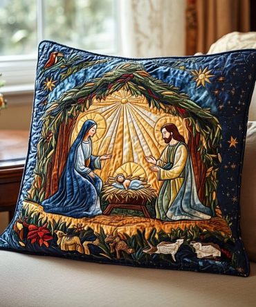 Bohemian Quilted Pillow Cover With Intricate Mandala Motif — Luxury Decorative Throw Pillowcase, Machine Washable, Premium Cotton Blend, Perfect Gift
