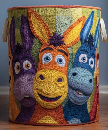 Donkey Circle Quilted Storage & Laundry Basket — Soft-Sided Foldable Hamper With Durable Handles For Home & Kid’S Rooms