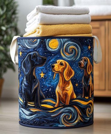 Doxie Charm Quilted Laundry Hamper — Stylish Dachshund-Themed Collapsible Basket For Home, Durable Handles & Easy Care