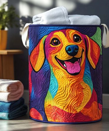 Doxie Treasure Quilted Laundry Hamper - Premium Washable Fabric Basket With Handles For Clothes, Linens & Toys