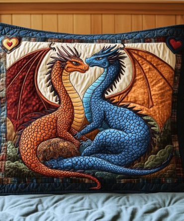 Dragon Embrace Quilted Pillow Cover — Bold Fantasy Decorative Pillowcase For Sofas & Beds, Intricate Dragon Design, Durable And Washable