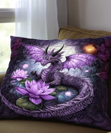 Dragon Spirit Quilted Decorative Pillow Cover — Mythical Asian-Inspired Accent Throw Pillow Sham For Fantasy & Modern Interiors