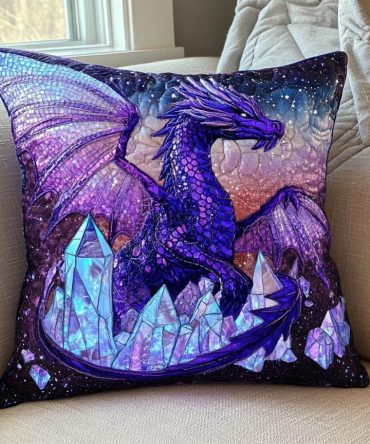Dragon Flight Quilted Pillow Cover — Dynamic Dragon In Motion Design, Soft Textured Cushion Cover For Bedrooms, Living Rooms & Studios