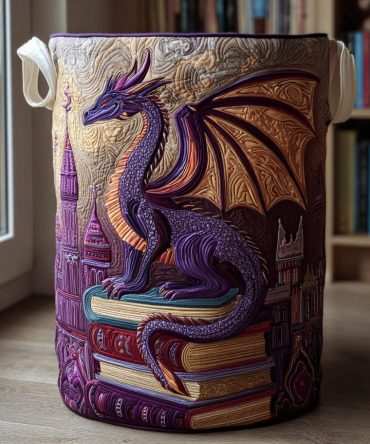 Dragon Heart Quilted Laundry Hamper — Decorative Foldable Laundry Basket With Large Capacity, Durable Fabric & Comfortable Carry Handles