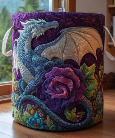 Dragon Keeper Quilted Laundry Hamper - Durable Foldable Linen Basket With Sturdy Frame, Easy-Carry Handles & Washable Liner For Home