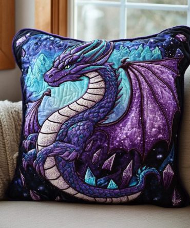 Dragon Legacy Quilted Decorative Pillow Cover — Regal Dragon Emblem With Hand-Stitched Details, Luxury Accent Cushion For Elegant & Themed Interiors