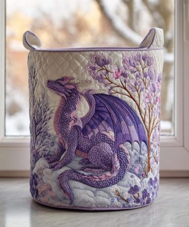 Dragon Realm Quilted Laundry Hamper — Bold Decorative Fabric Basket With Handles, Collapsible Organizer For Bedroom & Dorm