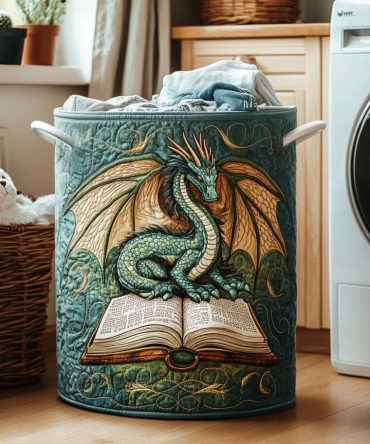 Dragon Realm Quilted Laundry Hamper — Bold Mythic Print Collapsible Washable Laundry Basket For Stylish Storage & Gift Giving