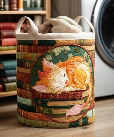Dragon Spell Binding Quilted Laundry Hamper — Enchanted Dragon Pattern Foldable Storage Basket For Magical-Themed Bedrooms And Gift Giving