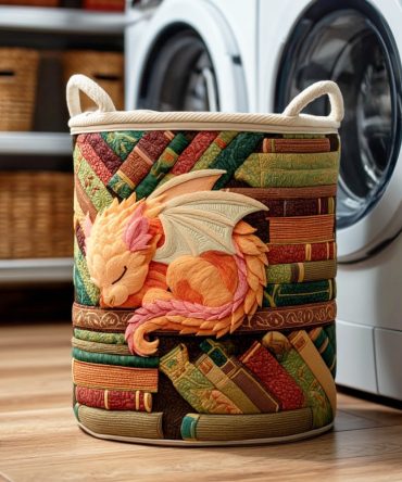 Dragon Story Flame Quilted Laundry Hamper — Bold Flame Design Foldable Fabric Basket With Sturdy Handles & Large Capacity