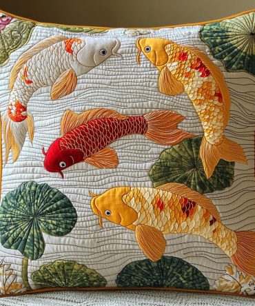 Luxurious Dragon Stream Quilted Pillow Cover — Embroidered Oriental Dragon Accent, Soft Breathable Quilted Decorative Case, Easy-Care