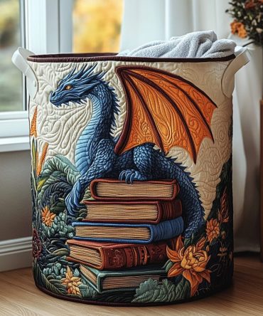 Dragon Valley Quilted Hamper — Bold Fantasy-Print Foldable Laundry Basket With Handles For Kids, Teens & Themed Bedrooms