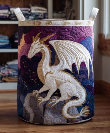 Dragon Whisper Quilted Laundry Hamper - Foldable Fabric Basket With Reinforced Handles, Removable Washable Liner For Bedroom & Dorm