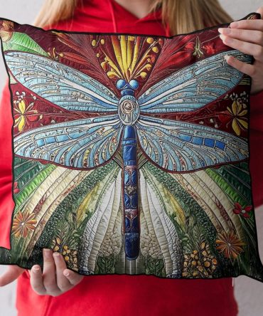Dragonfly Dreams Quilted Pillow Cover — Whimsical Quilted Decorative Pillowcase For Bed & Couch, Detailed Pattern, Soft Textured Accent For Cottage Style