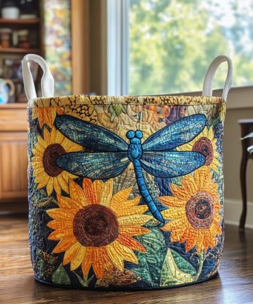 Dragonfly Garden Quilted Laundry Hamper – Whimsical Insect Print Foldable Clothes Basket For Bedroom, Bathroom & Nursery