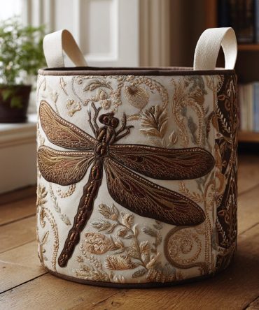 Dragonfly Haven Quilted Fabric Hamper - Foldable Washable Laundry Basket For Home , Lightweight, Spacious & Decorative Storage