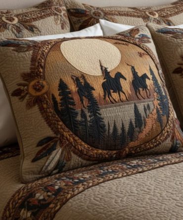Dreamcatcher Circle Quilted Pillowcase — Boho Dreamcatcher Design, Ethereal Floral Accents, Lightweight Cotton, Perfect Teen & Dorm Decor