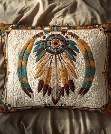Dreamcatcher Quilted Pillow Cover — Boho Dreamcatcher Decorative Throw Pillow Case For Tranquil, Native-Inspired Bedroom Vibes
