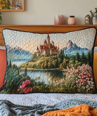 Dreamer Path Quilted Pillowcase — Ethereal Pattern Decorative Sham, Soft Quilted Bedding Accent For Relaxing Bedrooms & Nurseries