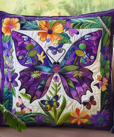 Dreamy Butterfly Quilted Pillow Cover — Soft Pastel Decorative Throw Sham With Quilted Texture, Hidden Zipper & Easy-Care Fabric For Cozy Rooms