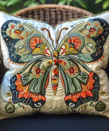 Dreamscape Butterfly Quilted Pillow Cover - Soft & Dreamy Decorative Throw Pillowcase For Tranquil Bedrooms And Cozy Spaces