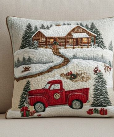 Drifting Snow Quilted Cushion Cover — Elegant Winter Snowflake Throw Pillow Case For Cozy Home Décor, Machine-Washable Seasonal Accent