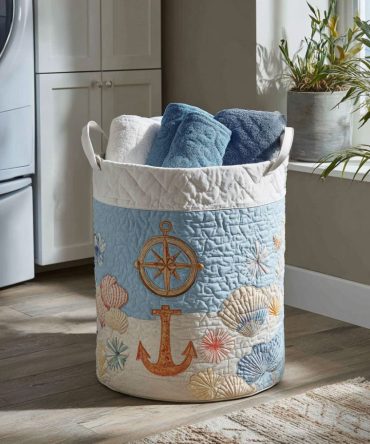 Driftwood Dreams Quilted Fabric Hamper – Oversized Collapsible Laundry Basket With Reinforced Handles, Stylish Rustic Storage For Home & Bath