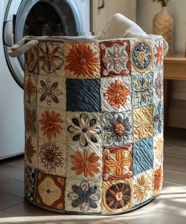 Earth Bloom Quilted Laundry Hamper — Eco-Inspired Collapsible Fabric Basket With Plush Quilting, Sturdy Handles & Stylish Storage Solution