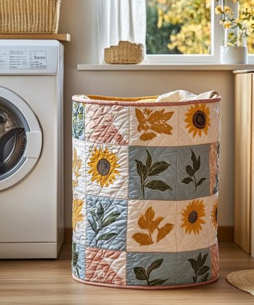 Earthy Garden Quilted Laundry Hamper – Natural-Tone Fabric Basket With Sturdy Handles, Collapsible Design And Versatile Home Storage Use