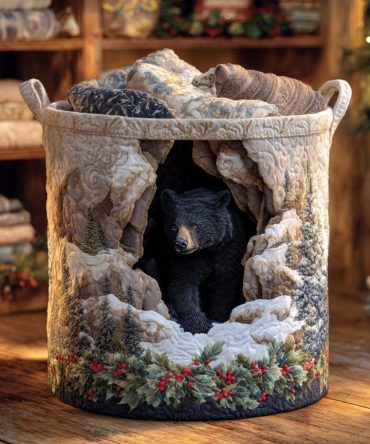 Echo Hollow Quilted Laundry Hamper — Modern Echo Hollow Print, Collapsible Quilted Fabric Laundry Basket With Handles For Stylish Home & Dorm Organization