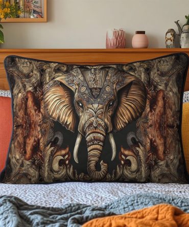 Elegant Elephant Quilted Decorative Pillowcase — Chic Animal-Inspired Accent Cover For Bedroom, Nursery & Living Spaces, Soft To Touch