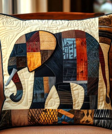 Elephant Legacy Quilted Throw Pillow Cover — Timeless Elephant Motif, Quilted Texture For Cozy Support, Durable And Fade-Resistant Accent Case