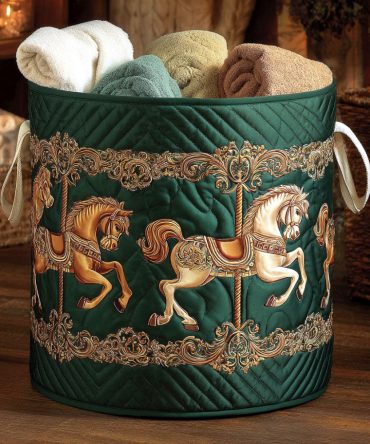 Ember Talisman Quilted Hamper — Luxury Foldable Laundry Basket With Handles, Large Washable Fabric Storage Bin For Home