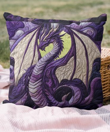 Emberflight Majesty Quilted Pillowcase - Fiery Dragon Wing Print, Premium Quilted Cover For Fantasy Decor & Collector Gifts