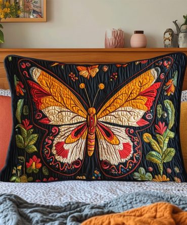 Enchanted Garden Quilted Decorative Pillow Cover — Floral Cottage Bedding Accent, Soft Cotton Blend Throw Pillow Case For Bed & Sofa