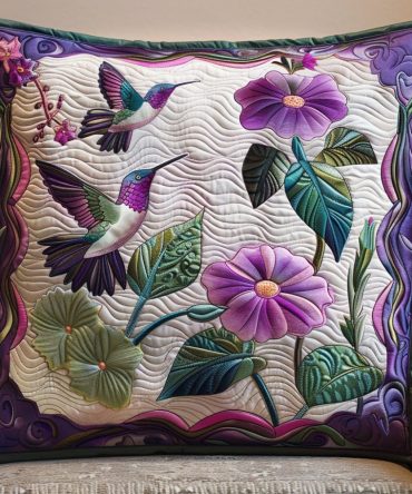 Enchanted Garden Quilted Pillow Cover — Lush Floral & Leaf Pattern, Soft Cotton Blend, Reversible Decorative Sham, Easy Care